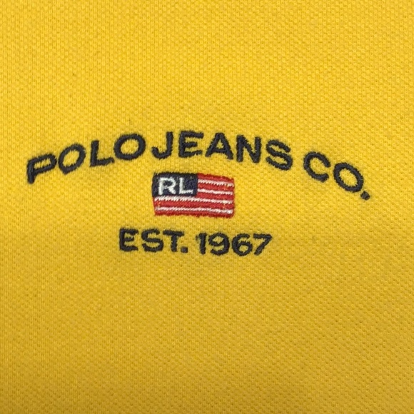 🔅SALE🔅 Vintage Ralph Lauren Polo Jeans Co. polo shirt, yellow, medium. - Picture 5 of 7